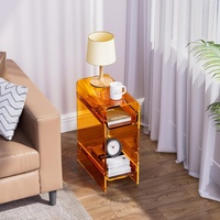 Table d'appoint moderne en acrylique transparent, pliable, étroite, pour chambre à coucher, table de chevet mince avec forme personnalisable