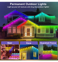 Luces LED RGBIC Permanentes de Navidad para Exteriores a Prueba de Agua Iluminación para Bajo Alero con Control por App Remoto Puntos de Luz LED Inteligentes