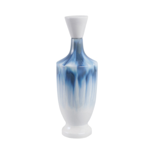 Vaso Decorativo Moderno in Ceramica Bicolore Blu e Bianco con Coperchio per Soggiorno, Camera da Letto e Esposizione su Tavolo - Product Image 3
