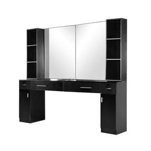 Ensemble de meubles de salon de coiffure design moderne d'occasion durables, stations de coiffage avec miroir en or pour salon de coiffure - Product Image 6