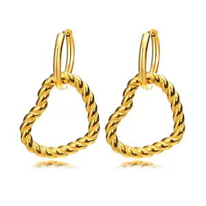 Trendy Natural Stone Charm 14K Gold Plated Hoop Stainless Steel Earring Jewelry For Women Accessories Wholesale