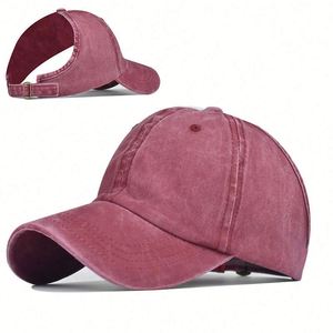 Gorras de Color Sólido con Logotipo Bordado Personalizado, Gorra de Béisbol sin Espalda para Cabello Rizado Natural, para Mujer, Afro Puff, Cola de Caballo, Sombrero para el Sol - Product Image 1