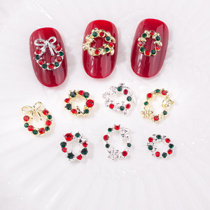 Mocha Hoa Vòng Hoa Ngọc Trai Zircon Móng Tay Nghệ Thuật Charms Rhinestone Giáng Sinh Vòng Hoa Thiết Kế Tinh Thể Trang Sức Móng Tay Nghệ Thuật Trang Trí - Product Image 3