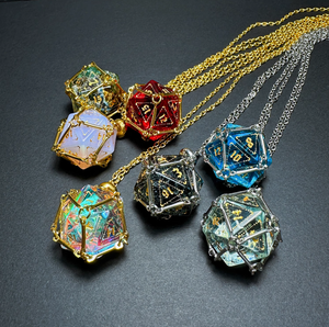 Collar de Dados de Resina de Piedra D&D, Soporte para 6 Dados, Colgante de Aleación de Zinc para <span class=keywords><strong>Juegos</strong></span> de Rol, Cadena Desmontable, Accesorio Portátil para Gamers - Product Image 1