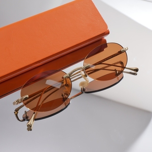 2026 Fashion Luxury Designer Rimless Titanium Oval <b>Sunglasses</b> <b>Small</b> <b>Frame</b> Sun Glasses Multi- Color Sunshades Unisex - Product Image 2
