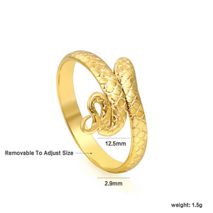 Bague géométrique ajustable en acier inoxydable plaqué or 18 carats pour femme, bijoux de fête - Product Image 5