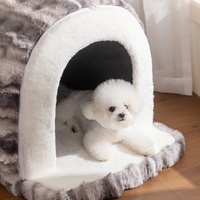 Lit pour animaux de compagnie de luxe haut de gamme, écologique, durable, doux, en peluche de lapin solide, rembourrage en polyester, tissu moulé, tendance moderne