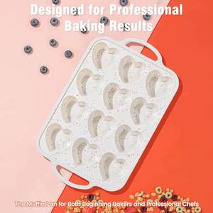 MUYULINS Factory 12-<b>cup</b> LFGB non-stick BPA Free metal reinforced frame heart-shaped silicone <b>cupcake</b> pan American-style cake - Product Image 2