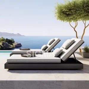 新设计日光浴床手工铝制户外家具泳池躺椅定制户外躺椅