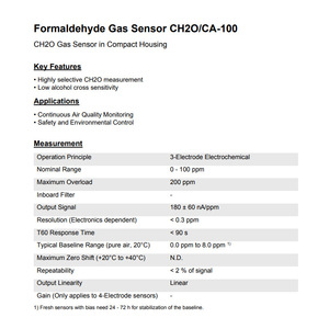 Sensor de Formaldehído Membrapor Ch2o/Ca-100, Monitor de Calidad del Aire, Cumple con RoHS de Suiza - Product Image 2