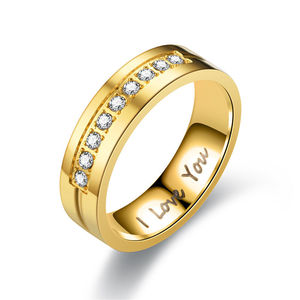 Anelli di coppia possono essere incisi ti amo anello in acciaio inossidabile con zircone intarsiato di fidanzamento - Product Image 1
