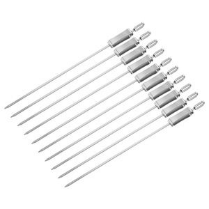 Stainless Steel Durable <b>BBQ</b> Skewer Sticks with Push Bar Barbecue <b>Tools</b> for Grilling Camping Eco-Friendly Use - Product Image 4