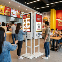 Kiosque de commande en libre-service à double écran de 32 pouces, PCAP multi-touch, support POS réglable, kiosque de paiement pour restaurant
