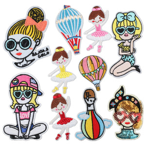 Fast Delivery Garment <strong>Embroidery</strong> Patches Pretty Girl Heat <strong>Transfer</strong> Press 3D Lovely <strong>Pattern</strong> <strong>Embroidery</strong> Patch - Product Image 1