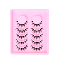 Prix de gros 5 paires de faux cils synthétiques faits à la main, bande noire, effet volume, pour la beauté
