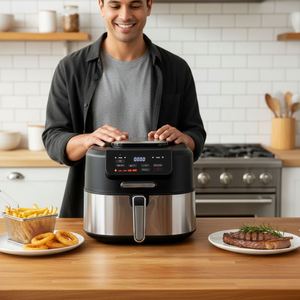 Machine à steak multifonctionnelle 2000W / Friteuse à air avec aiguille de mesure de température, contrôle tactile numérique antidérapant - Product Image 5