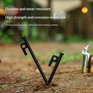 Outdoor Heavy Duty Steel Tent Pegs & <b>Stakes</b> with D-Grip <b>for</b> All Seasons Camping Canopy Awning <b>Ground</b> Nails - Product Image 2