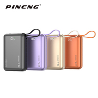 Chargeur rapide 2-en-1 en plastique Li-Polymère PN-767S avec trois câbles intégrés (Micro/Type-C), sortie 22,5W, design fin