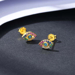 Pendientes Pequeños de Circonita Multicolor CZCITY 2026, Joyería de Plata de Ley con Circonita Cúbica Colorida para Mujer - Product Image 5