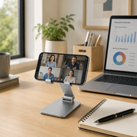 Support de téléphone en aluminium pliable, support de tablette de bureau, rotation à 360°, support réglable tout en métal, bureau, étude, diffusion en direct