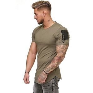 T-shirt à manches courtes pour homme, vêtement de Fitness, couleur unie, décontracté, 100% coton, logo personnalisé - Product Image 2