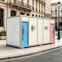 Toilettes portables modernes haut de gamme en acier et aluminium, préfabriquées, écologiques, design personnalisable, pour extérieur, parc, municipalité, ferme