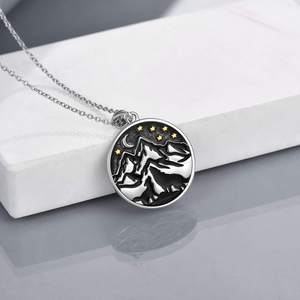 Gioielli alla moda 925 in argento Sterling Design <span class=keywords><strong>Wolf</strong></span> & Mountain ciondolo collana per uomo - Product Image 4