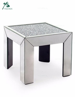 Table console moderne de luxe avec miroirs et diamants, table de couloir en verre pour la décoration de l'entrée du salon