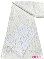 Tissu en dentelle à sequins perlés en gros, 100 % polyester élastique, pour robes de mariée et tenues de soirée haut de gamme
