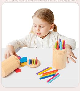 Montessori การจำแนกสีไม้ของเล่นทางเรขาคณิต, แท่งจับคู่, เกมการรับรู้สี - Product Image 5