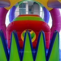 Course d'obstacle gonflable de 10m de long, avec couverture solaire, jeu interactif d'extérieur pour amusant