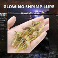 Leurre souple bionique crevette 40mm 1.3g avec hameçon lumineux pour la pêche en eau salée, brochet, pike, pêche de nuit