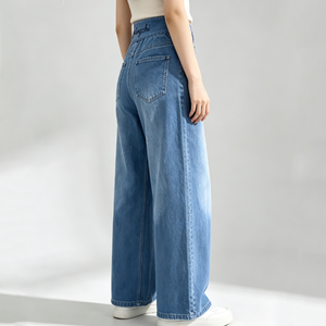 <span class=keywords><strong>Jeans</strong></span> a Vita Alta Personalizzati con Elastico in Vita, Vestibilità Lusinghiera e Snellente, Pantaloni in Denim a Zampa d'Elefante per Donna con Silhouette Eccellente - Product Image 4