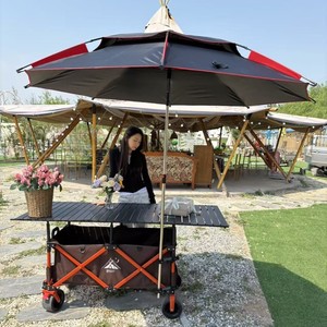 Carrito Plegable Grande de Metal con Ruedas Todoterreno, Mesa Ajustable en Altura, Toldo Elevado, Ideal para <span class=keywords><strong>Camping</strong></span> y Venta Ambulante, SYNC-R04 - Product Image 4