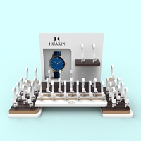 Présentoir de Luxe en Bois HUAXIN pour Montres, Support Personnalisé pour Montres, Plateau de Comptoir, Support à Anneaux en C, Finition Laquée Mate