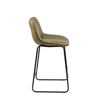 Tabouret de comptoir moderne rembourré à cannelures verticales, surface en PU, structure en traîneau, pour la maison, le pub, le bistrot, le bar