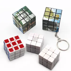 wholesale custom 30MM 35MM magic cube 3x3 custom personalised photo mini magic cube keychain toy