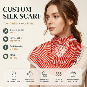 Pañuelo de Cuello Personalizado 100% Seda de Morera, Pañuelo de Seda Estampado de Lujo para Mujer, Accesorio de Moda, Marca Privada OEM - Product Image 1