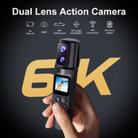Usine Mini caméra de poche 6K30FPS 2600mAh Rechargeable 350 ° Rotation écran tactile double objectif portable petite caméra d'action WiFi