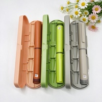 Fournisseur d'emballages cosmétiques en plastique, ensemble de stylos, options de couleurs macaron, logo personnalisé, faible MOQ avec boîte cadeau assortie
