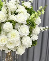 Centre de table en fleurs artificielles blanches et vertes pour mariage, fête, décoration de la maison