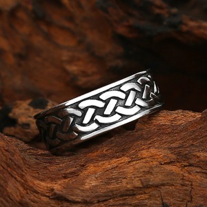 yunnique Viking <b>Men's</b> <b>Titanium</b> Steel <b>Ring</b> Geometric Kettle Knot Pattern Hip Hop Couple Jewelry Gift For <b>Men</b> - Product Image 2