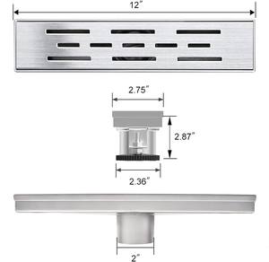 ניקוז רצפתי ליניארי מודרני לחדר אמבטיה, 12 אינץ', נירוסטה 316, ניקוז רצפתי סמוי עם סורג להכנסת אריחים, תקן CUPC - Product Image 3