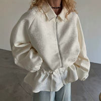 Manteau Jacquard Tendance Uni à Fermeture Éclair et Ceinture pour Femme, Collection Automne/Hiver 2026, Veste Mi-Longue Décontractée Style Russe