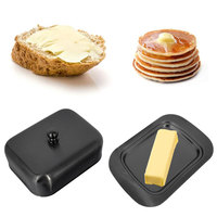 Accessoires de cuisine Boîte à fromage personnalisée pour beurre Ensemble de rangement du beurre Plat à beurre rectangulaire en acier inoxydable avec couvercle