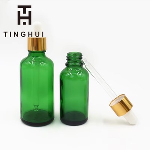 Botella de Vidrio con Gotero para Cosméticos OEM de Diferentes Tamaños, Verde, 1 oz, 2 oz, 3 oz, 4 oz - Product Image 2