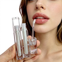 Gloss à lèvres transparent en gros, contenant cristallin, étiquette privée, logo personnalisé, gloss à lèvres transparent végétalien, gloss à lèvres waterproof