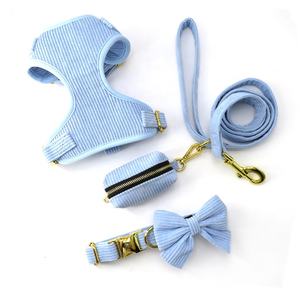 Harnais en velours côtelé pour chien, harnais rembourré respirant en maille - Product Image 1