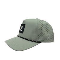 Casquette de sport personnalisée à séchage rapide, perforations découpées au laser, imperméable, en tissu Oxford, motif léopard, 5 panneaux, avec cordon et fermeture snapback, impression en caoutchouc en relief