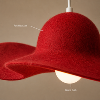 Lustre suspendu LED rouge 3500K blanc chaud en feutre PET, hauteur réglable, installation facile, luminaire de plafond pour maison et bureau, garantie 5 ans